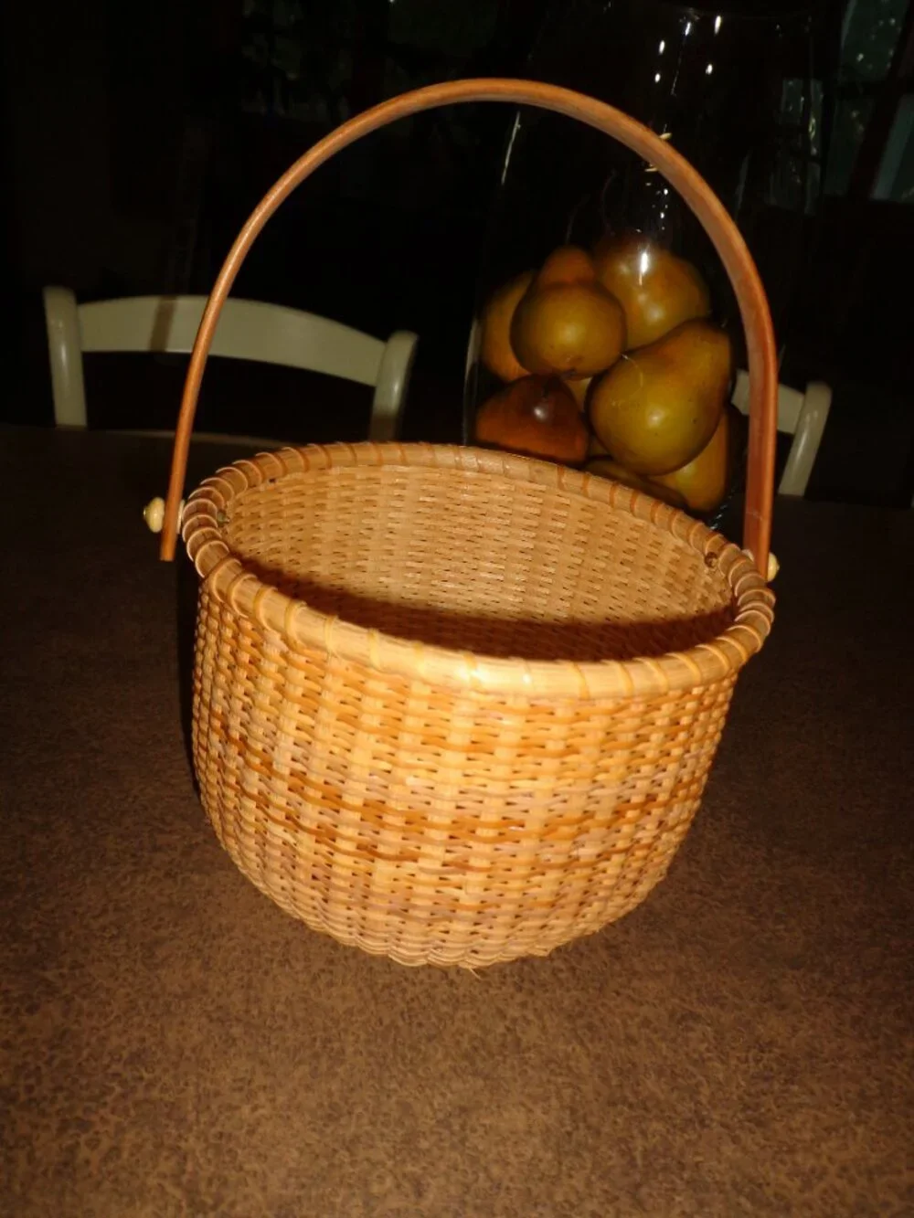 NEW Handcrafted NANTUCKET Round Handled Basket 8x6